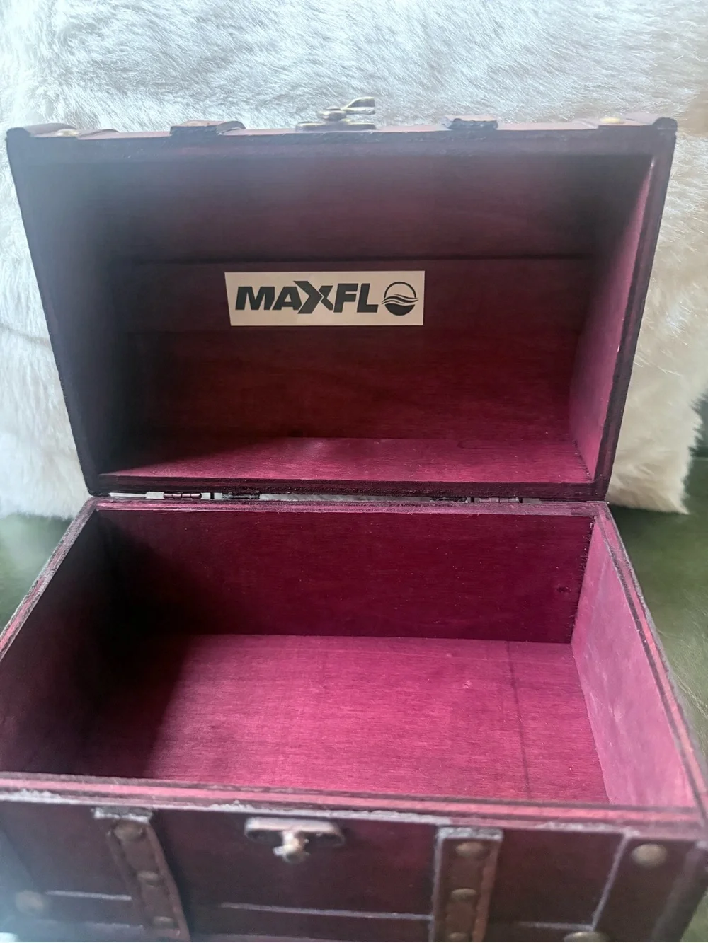 Wood and Leather Decorative Treasure Storage Chest Box